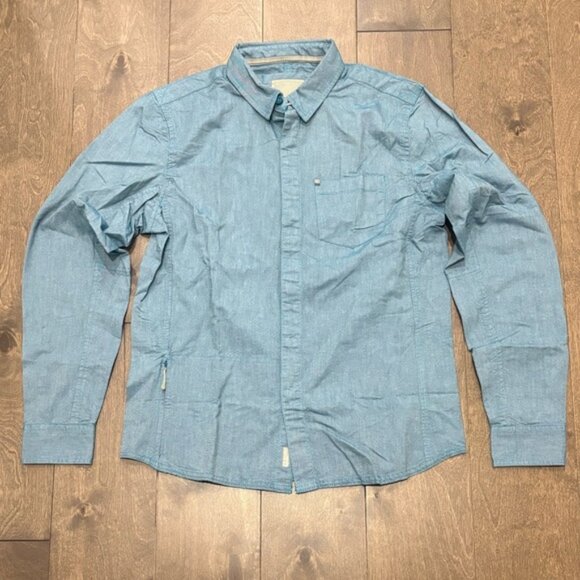 Bench Men's Long Sleeve Blue Collared Button Up Shirt with Pocket, Size Medium - Picture 1 of 7